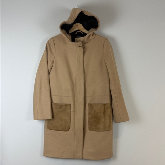 Club Monaco Ryan Italian Wool Hooded Camel Coat - Picture 2 of 14